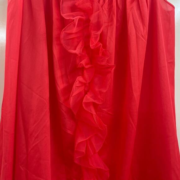 Vintage Sears Red Slip Dress Size Small Ruffle Center Line and Hem 80s 90s Y2K - Picture 5 of 5